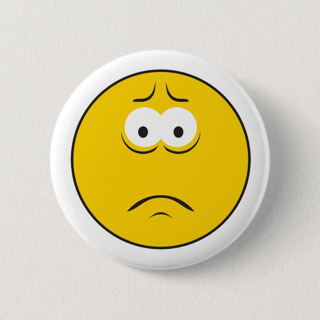 Trauriges Stirnrunzelndes Gesicht Button (Vorderseite)
