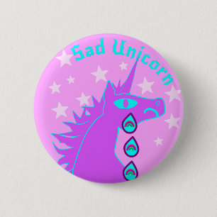 Trauriges Unicorn Cry Rainbows Button