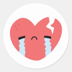 Trauriges Weinendes Gebrochenes Herz Gesicht Emoji Runder Aufkleber
