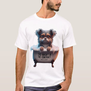 Trauriges Yorkie-Bad "War nicht im Vertrag" Meme T-Shirt