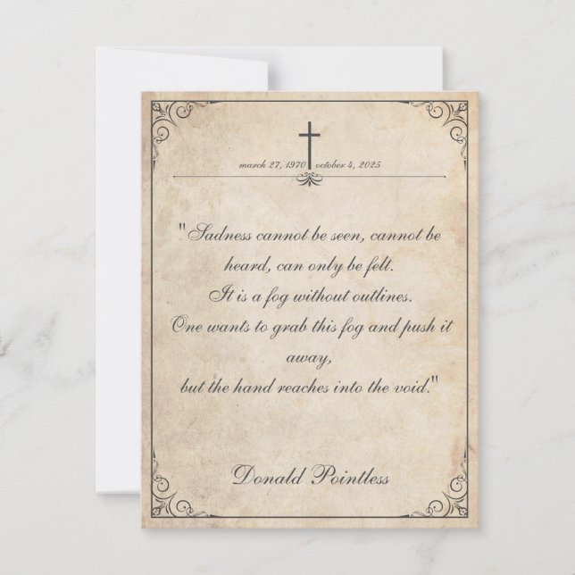 Traurigkeit kann nicht gesehen werden - Beerdigung (Vorderseite)