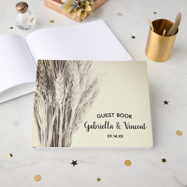 Trauung von getrocknetem Gerste Gästebuch (Vorderseite Offen)