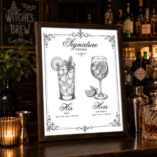 Trauungs-Signature-Drinks His and Hers Poster