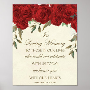 Trauungsschild rote Rosen floral in liebevoller Er Poster