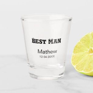 Trauzeuge-Bachelor-Partei hinzufügen Namensdatum e Schnapsglas