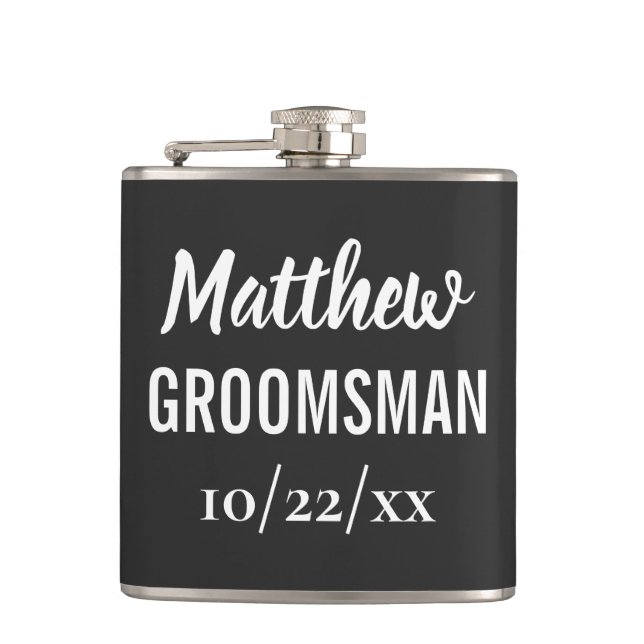 Trauzeuge Bachelor Party Elegante Wedding Gefallen Flachmann (Vorderseite)