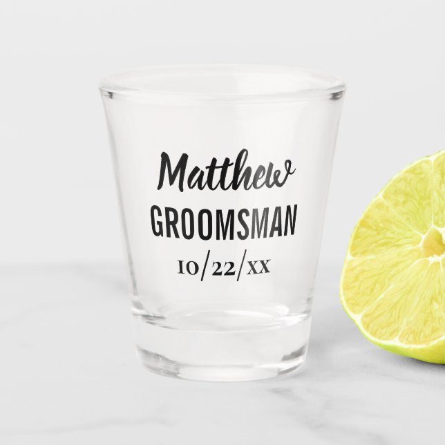 Trauzeuge Bachelor Party Elegante Wedding Gefallen Schnapsglas (Vorderseite)