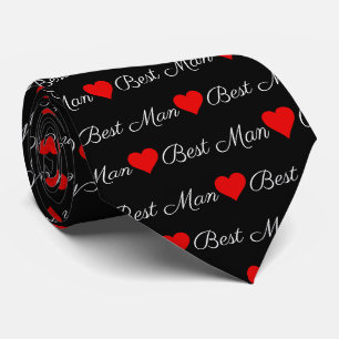 Trauzeuge Black and White Red Hearts Neck Tie Krawatte