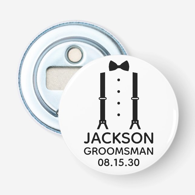 Trauzeuge Black Bow Krawatte Flaschenöffner (Vorderseite)