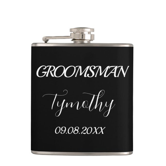 Trauzeuge Black Elegant Einfache Hochzeitsgeschenk Flachmann (Vorderseite)