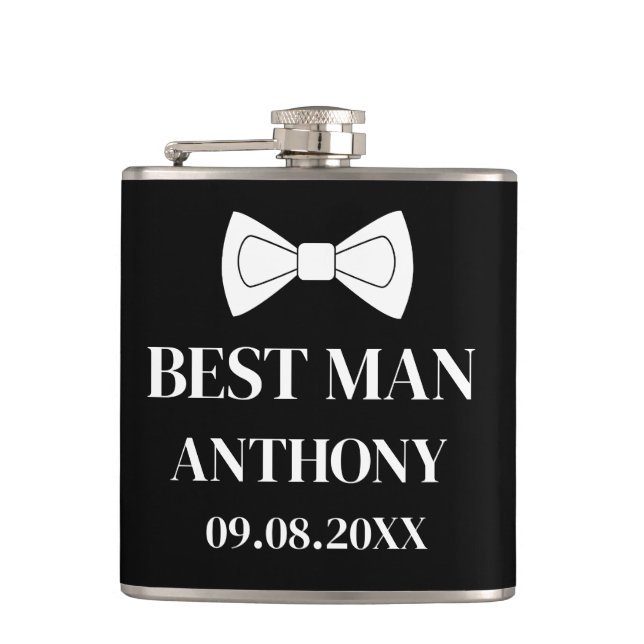 Trauzeuge Black Elegant Moderne Geschenke Hochzeit Flachmann (Vorderseite)