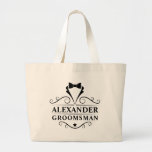 Trauzeuge Black Krawatte Jumbo Stoffbeutel<br><div class="desc">Hochzeit Trauzeuge Schwarze Krawatte Große Tote Tasche oder Gefallen Geschenktasche</div>