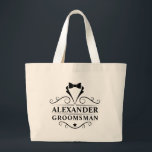 Trauzeuge Black Krawatte Jumbo Stoffbeutel<br><div class="desc">Hochzeit Trauzeuge Schwarze Krawatte Große Tote Tasche oder Gefallen Geschenktasche</div>