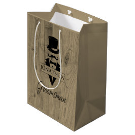 Trauzeuge Black Krawatte Mustache Medium Geschenkt Mittlere Geschenktüte