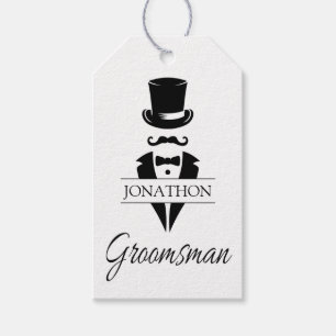 Trauzeuge Black Krawatte Tuxedo Top Hat Name Geschenkanhänger