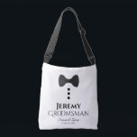 Trauzeuge Black Krawatte Wedding Swag Bag Tragetaschen Mit Langen Trägern<br><div class="desc">Diese lustigen Taschen sind als Favoriten, Geschenke oder als Waggons für Hochzeitsfeiern für Trauzeugen konzipiert. Sie sind mit einem Bild einer schwarzen Krawatte mit drei Tasten und Text, der Trauzeuge mit einem Platz, um seinen Namen zu geben, sowie die Namen des Ehepaares und das Hochzeitsdatum. So können Sie sich bei...</div>