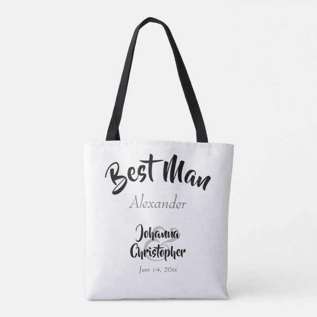 Trauzeuge Black & White Bold Script Name Hochzeit Tasche (Rückseite)
