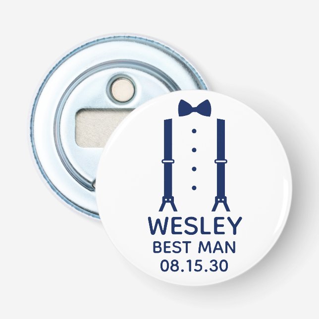 Trauzeuge Blue Bow Krawatte Flaschenöffner (Vorderseite)