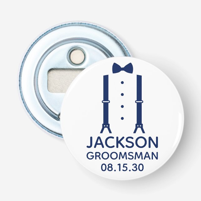 Trauzeuge Blue Bow Krawatte Flaschenöffner (Vorderseite)