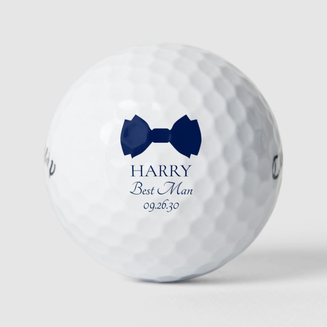 Trauzeuge Blue Bow Krawatte Golfball (Vorderseite)