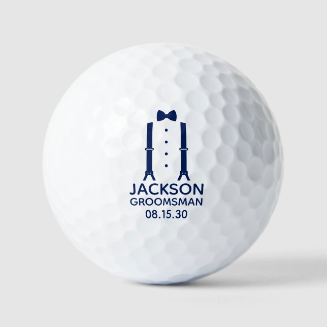 Trauzeuge Blue Bow Krawatte Golfball (Vorderseite)