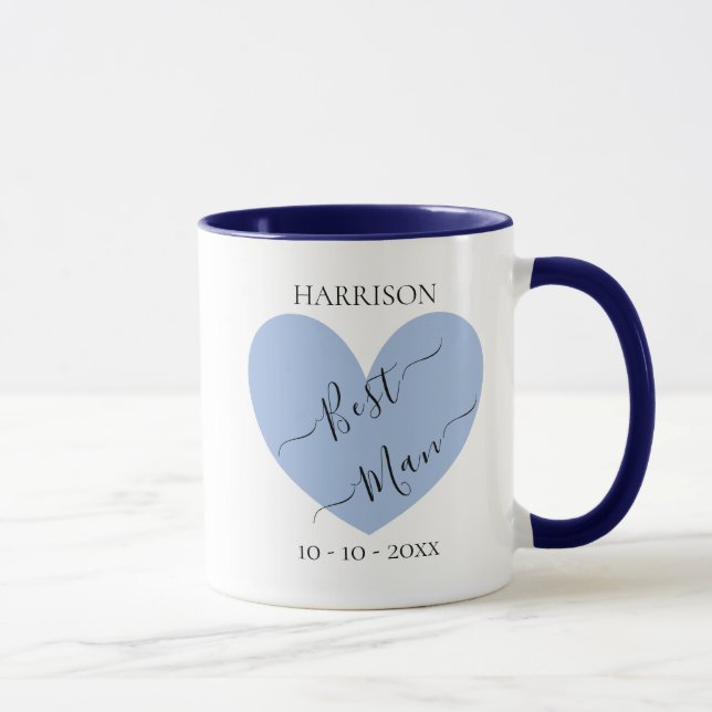 Trauzeuge Blue Heart Personalisierte Mug Tasse (Rechts)