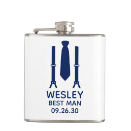 Trauzeuge Blue Krawatte Flachmann