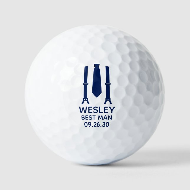 Trauzeuge Blue Krawatte Golfball (Vorderseite)