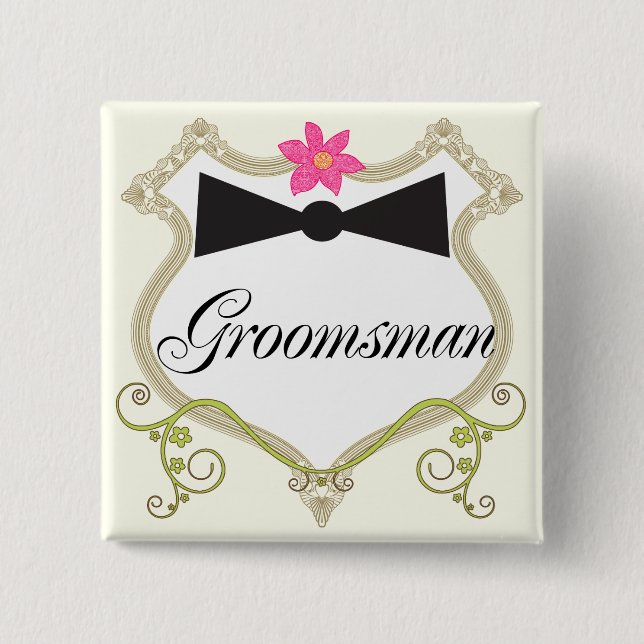 Trauzeuge Bow Krawatte Hochzeit Abzeichen Button (Vorderseite)