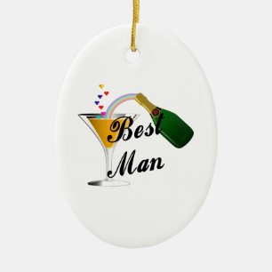 Trauzeuge-Champagne-Toast Keramik Ornament