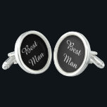 Trauzeuge Cufflinks Manschetten Knöpfe<br><div class="desc">Sterling Silver plattierte Manschetten in Schwarz/Weiß mit Trauzeuge-Text. Passen Sie dieses Objekt an oder kaufen Sie, wie es ist.</div>