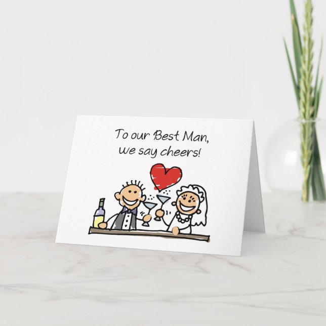 Trauzeuge Danke, dass du Strichmännchen Hochzeit g Karte (Vorderseite)