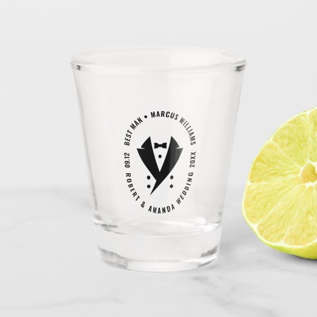 Trauzeuge Elegant Tuxedo Wedding Schnapsglas (Vorderseite)