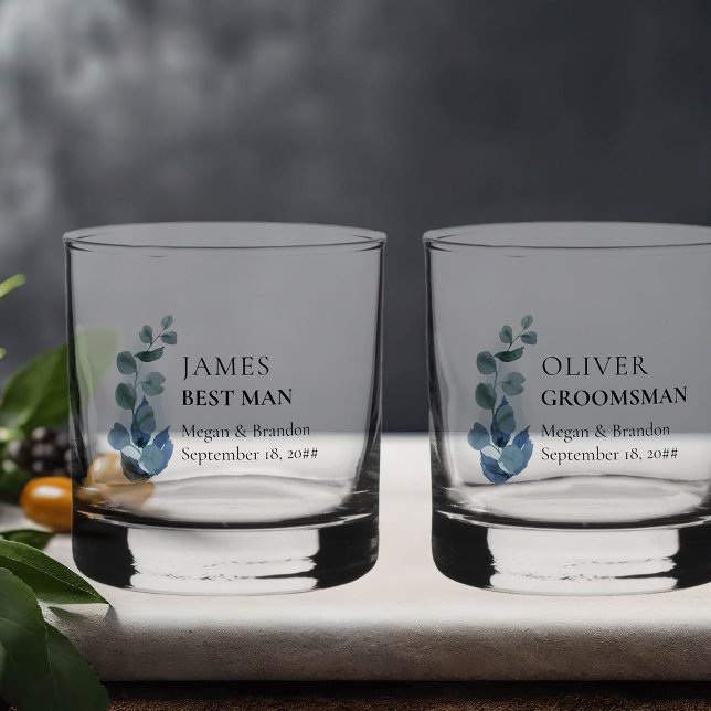 Trauzeuge Eukalyptus Greenerity Wedding Custom Whiskyglas (Eucalyptus wedding groomsman gift to personalize for anyone or everyone in your wedding party)