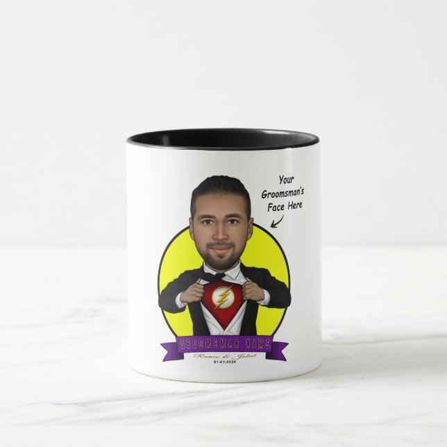 Trauzeuge/Flash-Karikatur Tasse (Zentrum)