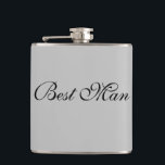 Trauzeuge Flask Flachmann<br><div class="desc">Die Flasche für den Trauzeuge wird in grauer Farbe mit schwarzem Text angezeigt. Passen Sie dieses Objekt an oder kaufen Sie,  wie es ist.</div>