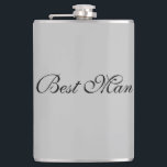 Trauzeuge Flask Flachmann<br><div class="desc">Die Flasche für den Trauzeuge wird in grauer Farbe mit schwarzem Text angezeigt. Passen Sie dieses Objekt an oder kaufen Sie,  wie es ist.</div>