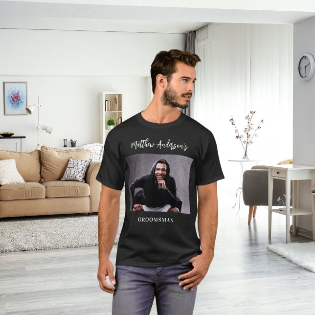 Trauzeuge Foto Bachelor Party T-Shirt (Von Creator hochgeladen)