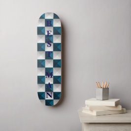 TRAUZEUGE Geometric Pattern Blue Silver Skateboard