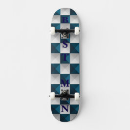 TRAUZEUGE Geometric Pattern Blue Silver Skateboard