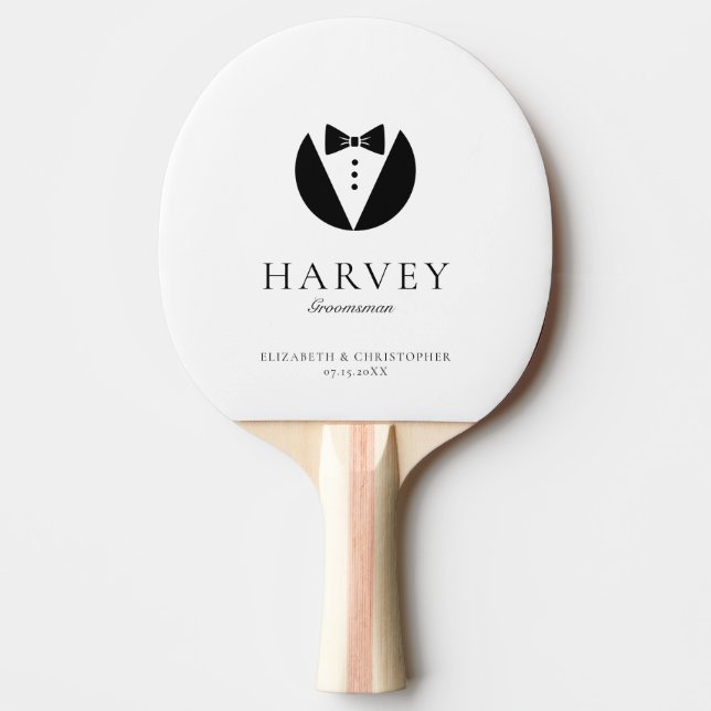 Trauzeuge-Geschenk Einfache Bow-Krawatte Minimal Tischtennis Schläger (Vorderseite)