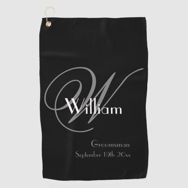 Trauzeuge Geschenk Elegant Monogramm Name Klassisc Golfhandtuch (Vorderseite)