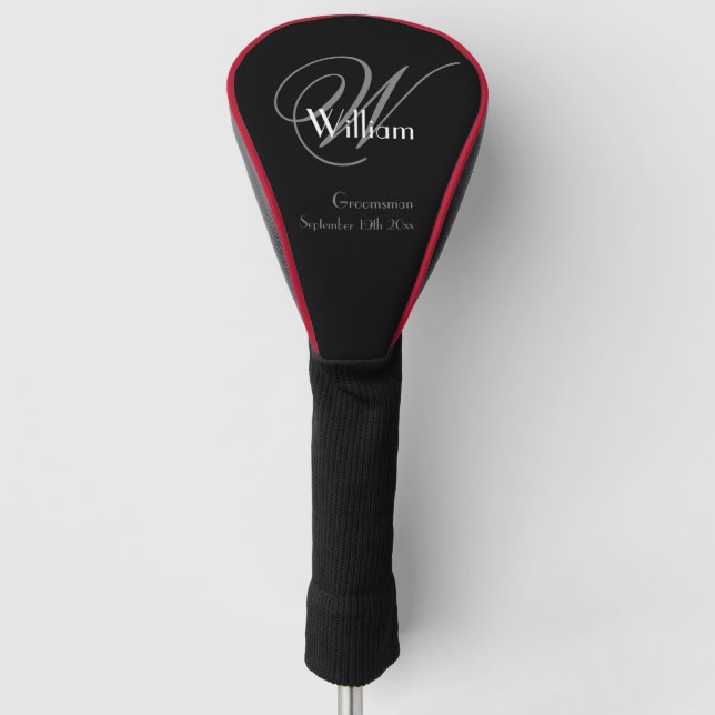 Trauzeuge Geschenk Elegante Monogramm Name Cool Cl Golf Headcover (Vorderseite)