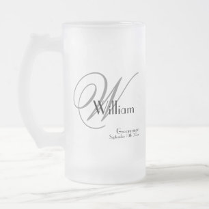 Trauzeuge Geschenk Moderne Monogramm Initial & Nam Mattglas Bierglas