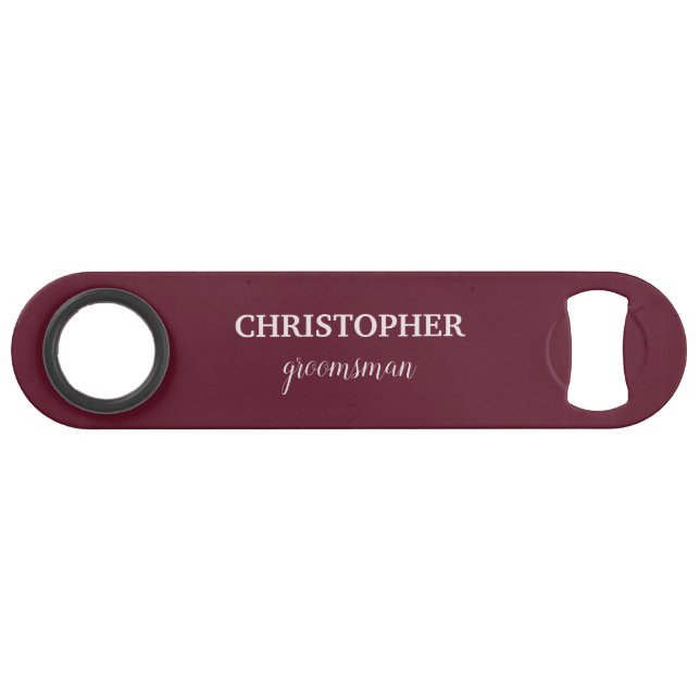 Trauzeuge-Geschenk Personalisierte Monogramm Hochz Speed Flaschenöffner (Vorderseite (Horizontal))