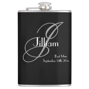 Trauzeuge Geschenk Schwarz Weiß Schrift Elegantes Flachmann
