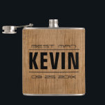 Trauzeuge Geschenke - Holztextur drucken Flachmann<br><div class="desc">Eleganter Trauzeuge. und Trauzeuge Hochzeitsgisten Vorlage. natürliche Holzstruktur Bild aus Holz gedruckt auf Flasche.</div>