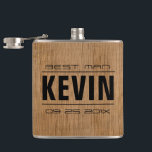 Trauzeuge Geschenke - Holztextur drucken Flachmann<br><div class="desc">Eleganter Trauzeuge. und Trauzeuge Hochzeitsgisten Vorlage. natürliche Holzstruktur Bild aus Holz gedruckt auf Flasche.</div>