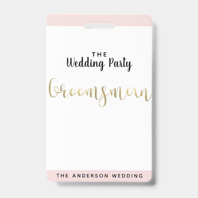 Trauzeuge Gold Wedding Party VIP Pass Abzeichen Ausweis (Front)