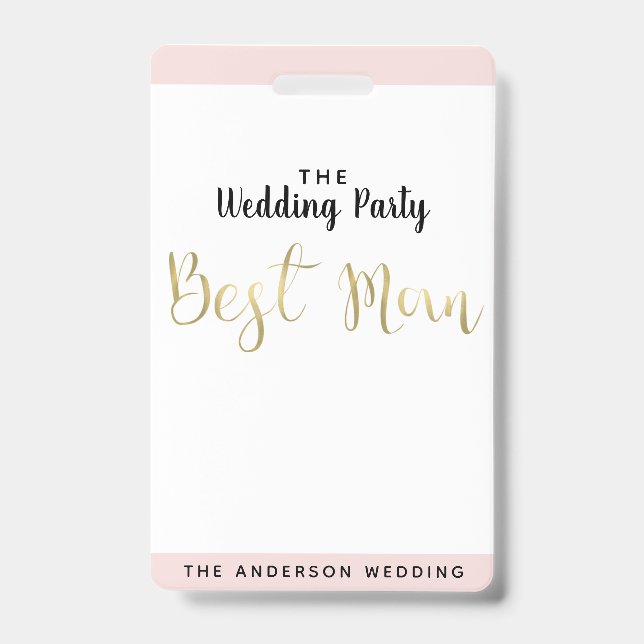 Trauzeuge Gold Wedding Party VIP Pass Abzeichen Ausweis (Front)